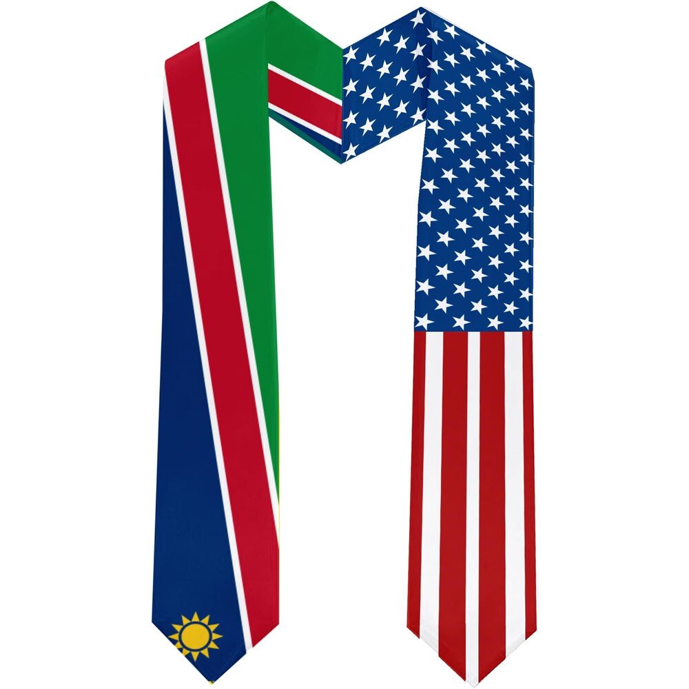 1096 2025 Namibia Flag and USA Flag Graduation Stole Graduation Sash